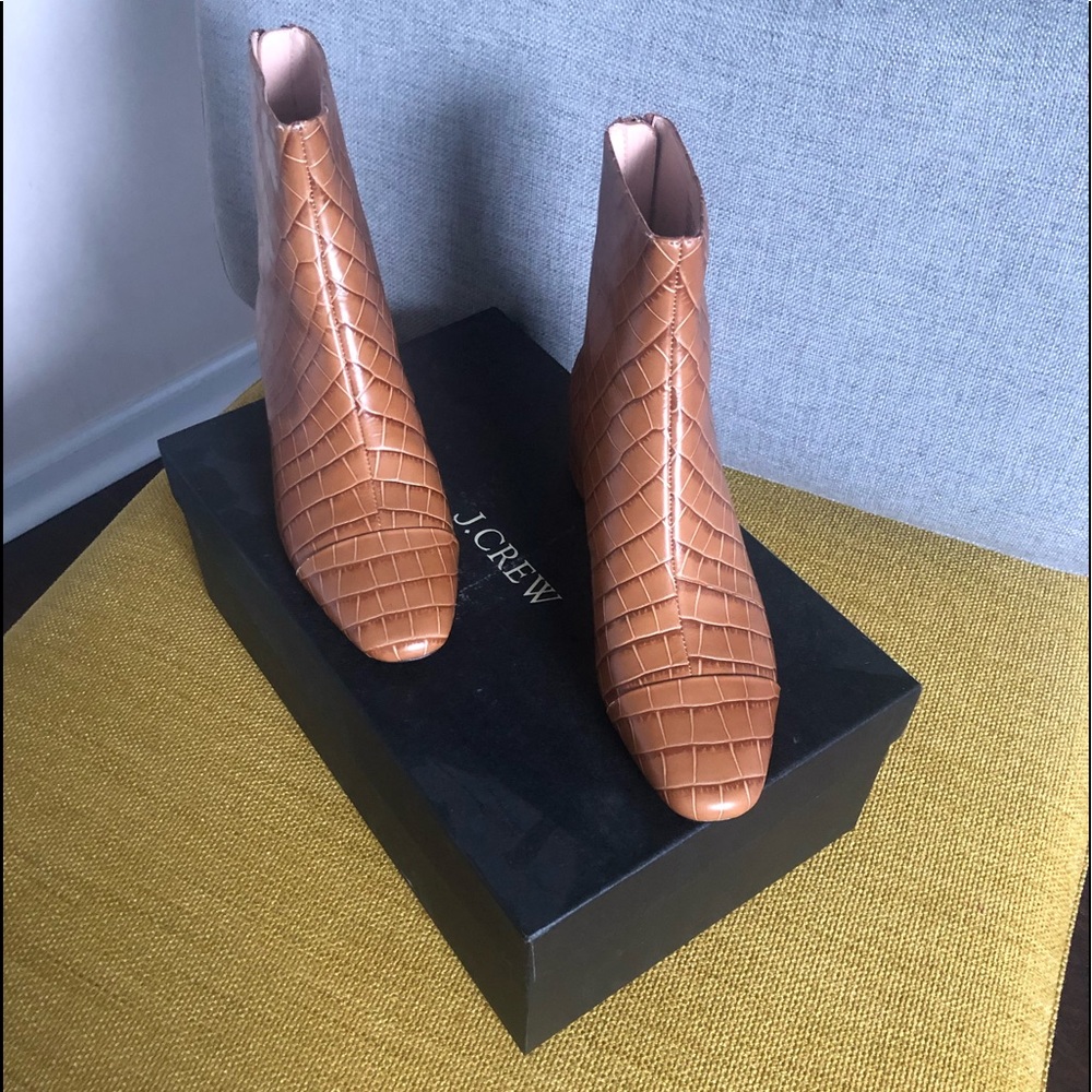 Jcrew Crocodile Embossed Ankle Booties (Brand New)